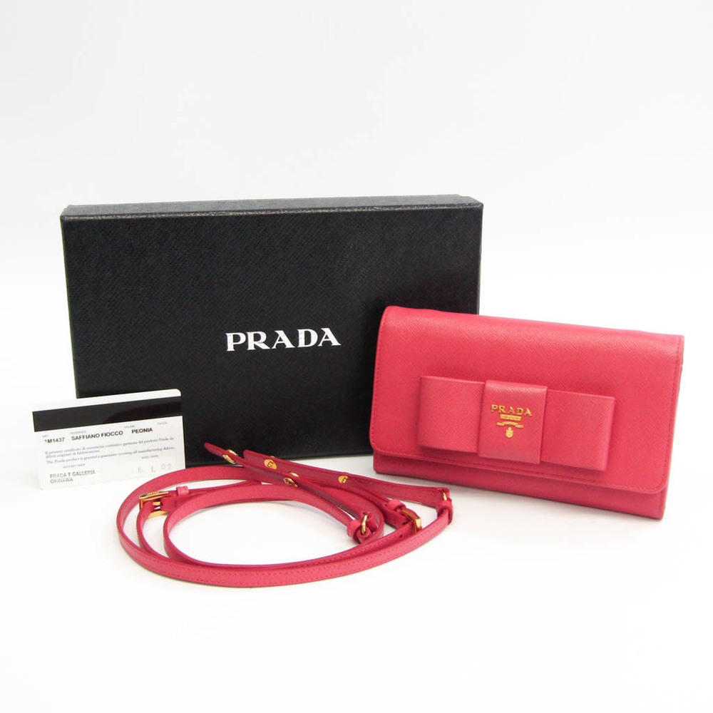 Prada Fiocco Saffiano Leather Mini Crossbody - Peonia