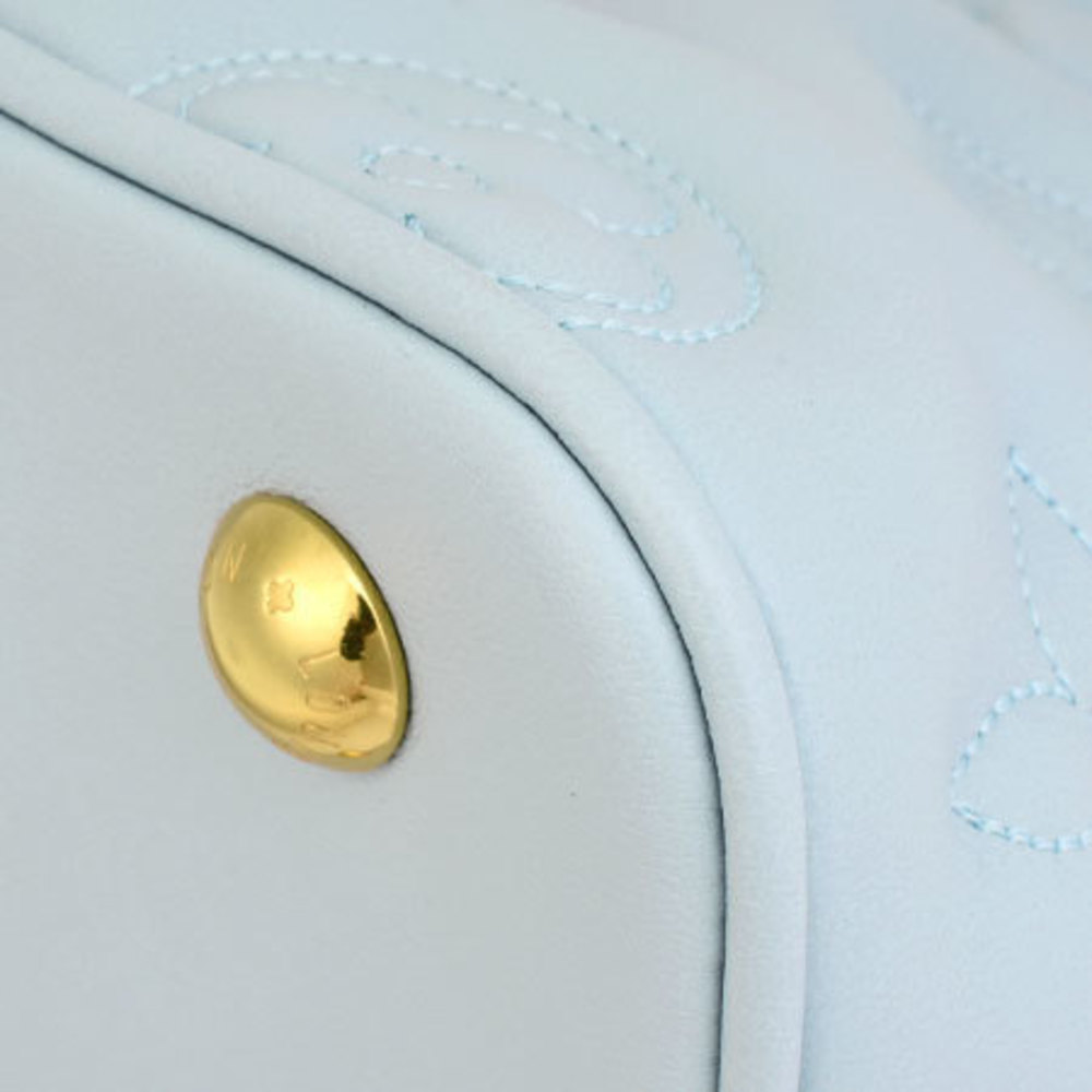 Authenticated Used Louis Vuitton LOUIS VUITTON Alma BB Shoulder Strap  Handbag Bubblegram Calf Leather Blue Glaciere M59822