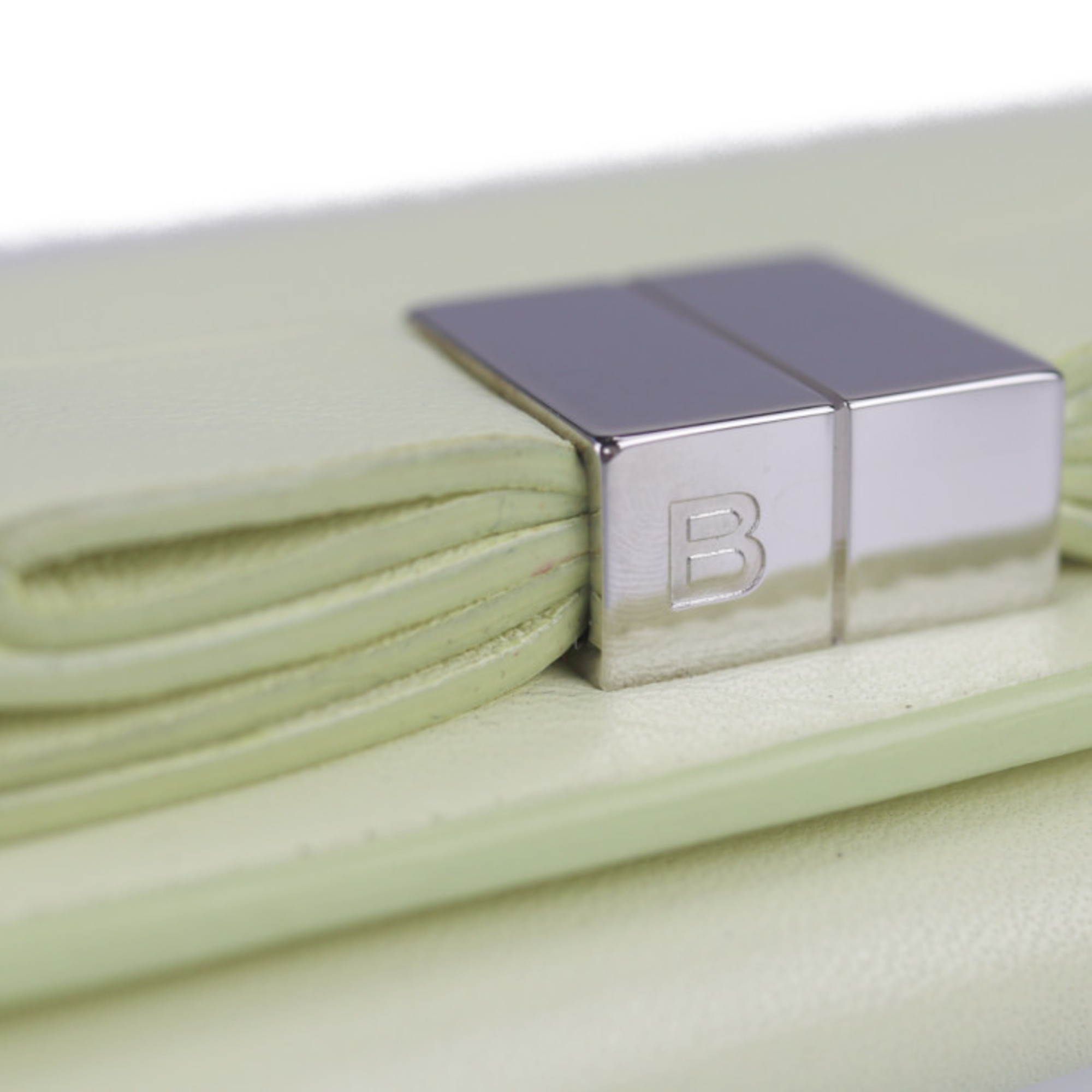 BALENCIAGA Balenciaga folio wallet 354958 leather light yellow system silver metal fittings long ribbon