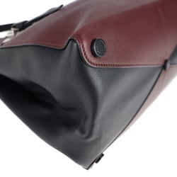 PRADA Prada double turn lock handbag leather Bordeaux black bicolor 2WAY shoulder Thoth