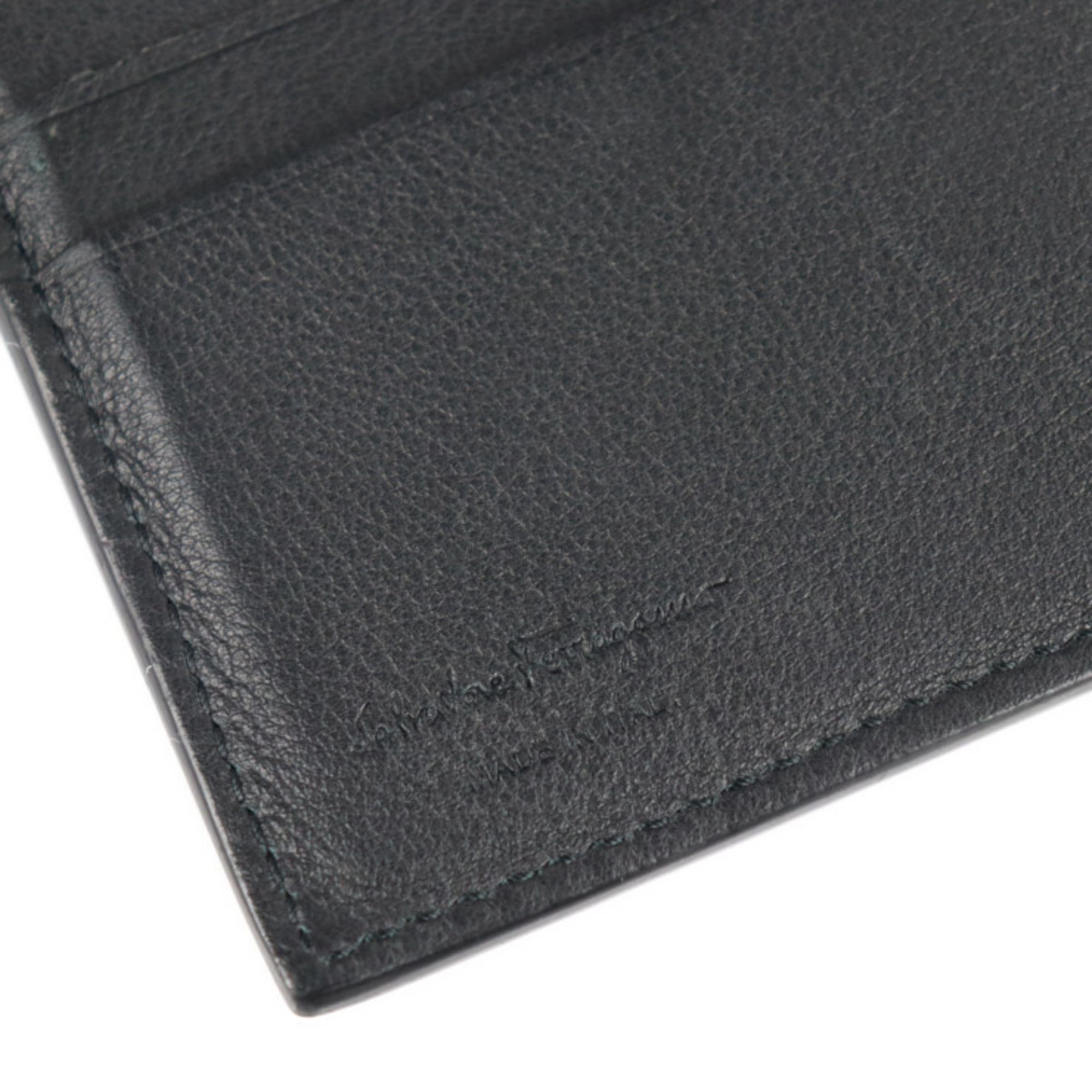 Salvatore Ferragamo micro studs folio wallet 66 A376 leather black logo