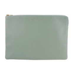 CELINE Celine Clutch Bag Leather Earth Green Gold Hardware Second Pouch