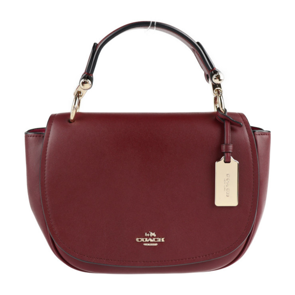 COACH coach handbag 37180 leather Bordeaux system gold metal