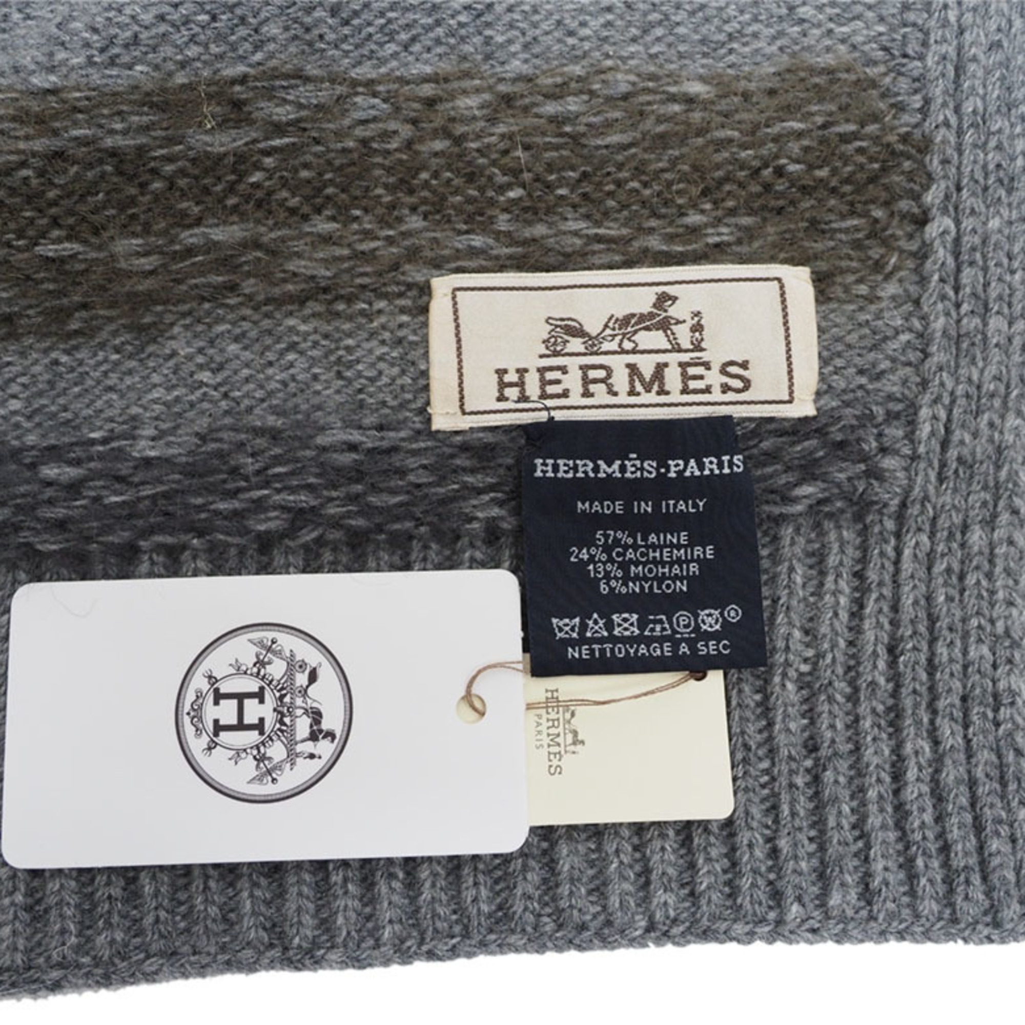 Hermes HERMES muffler fade stripe gray short H393793T 01 men's