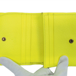 Gucci GUCCI Flora Zumi Compact Neon Yellow 536353 PVCx Leather Women's Bifold Wallet