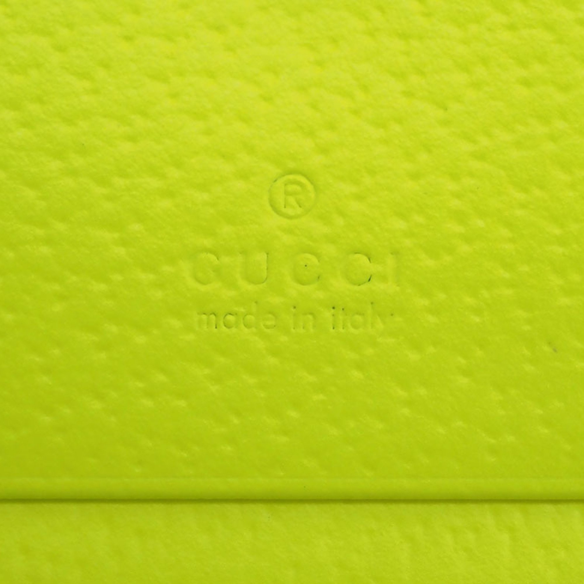 Gucci GUCCI Flora Zumi Compact Neon Yellow 536353 PVCx Leather Women's Bifold Wallet