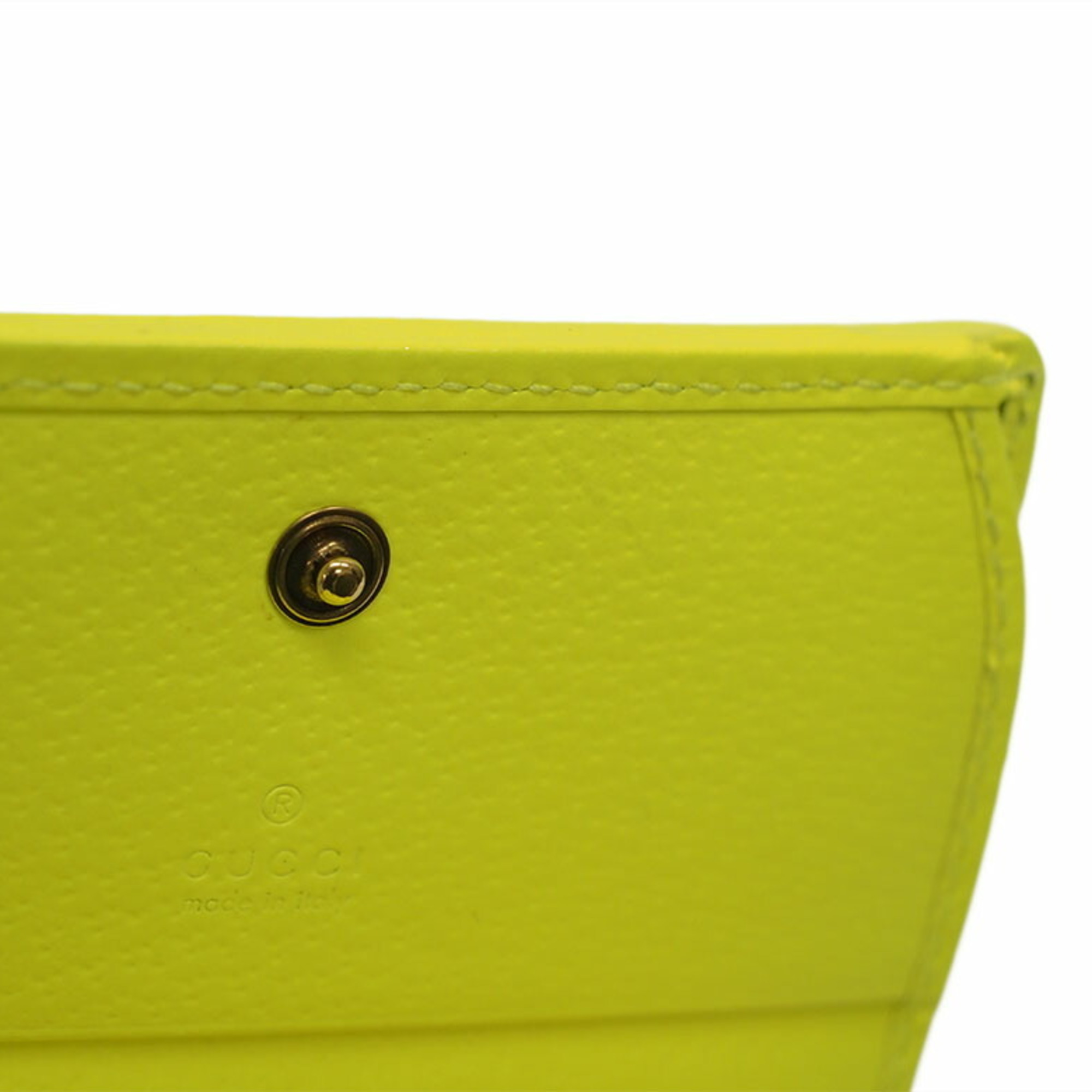 Gucci GUCCI Flora Zumi Compact Neon Yellow 536353 PVCx Leather Women's Bifold Wallet