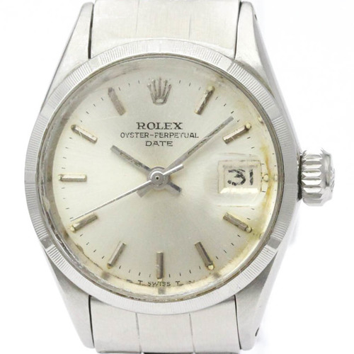 Vintage ROLEX Oyster Perpetual Date 6519 Steel Automatic Ladies Watch BF555081