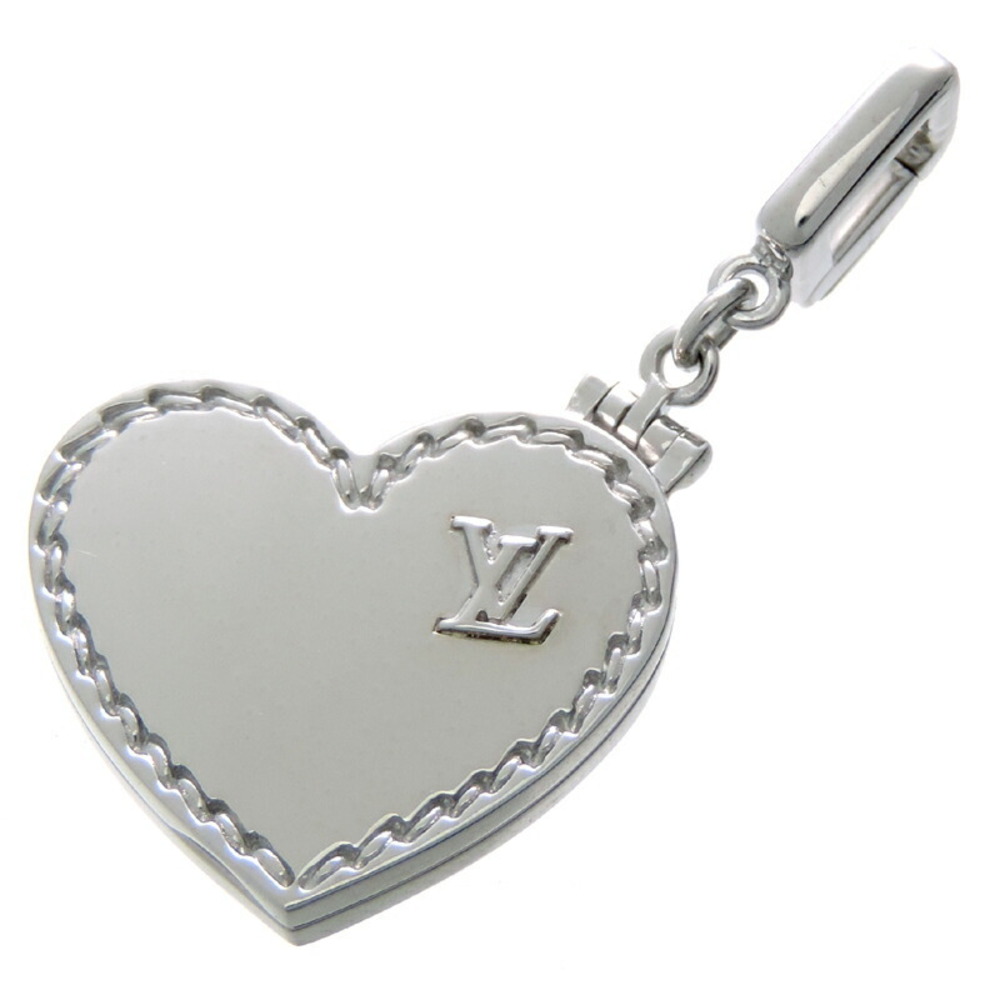 Louis Vuitton Heart Locket Charm White Gold Pendant