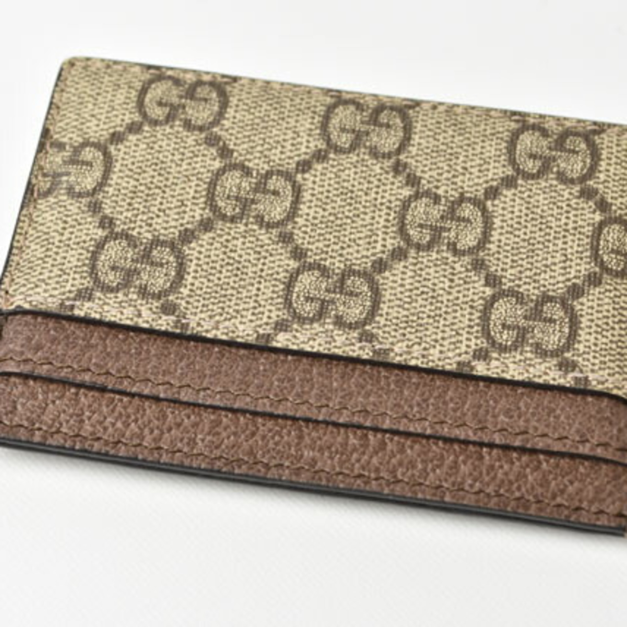 Gucci Card Case Business Holder GUCCI Beige Brown 5523159 96IWG 8745 Ophidia GG Supreme