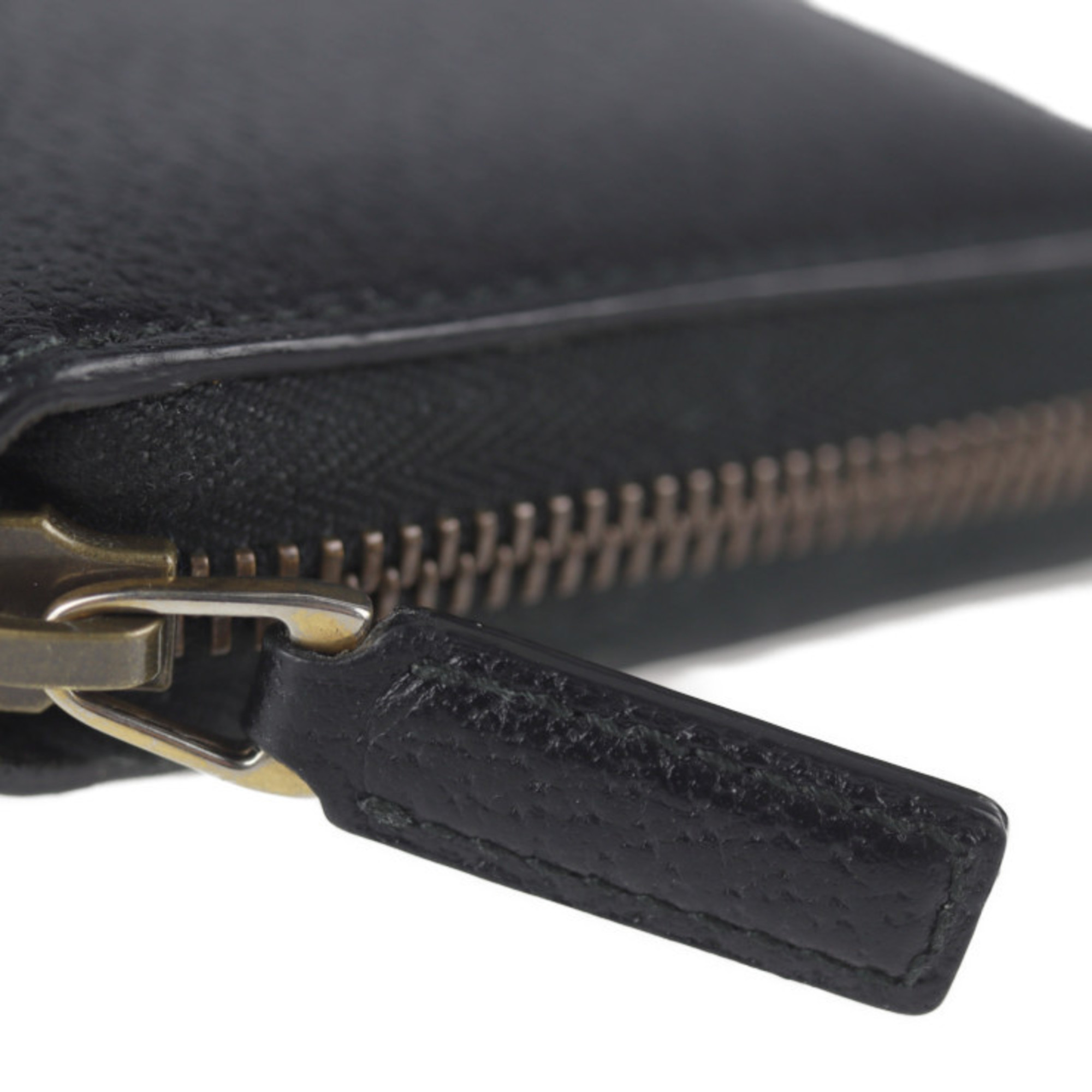 GUCCI Gucci Web Long Wallet 435298 Leather Black Round Zipper
