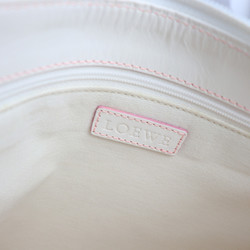 LOEWE Loewe shoulder bag canvas leather pink white silver metal fittings anagram pattern