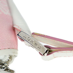 LOEWE Loewe shoulder bag canvas leather pink white silver metal fittings anagram pattern