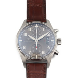 IWC International Watch Company Pilot's Spitfire Chronograph Wristwatch IW387802 Stainless Steel Gray Dial Brown Silver