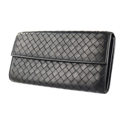 BOTTEGA VENETA Bottega Veneta intrecciato long wallet 261995 leather black bifold