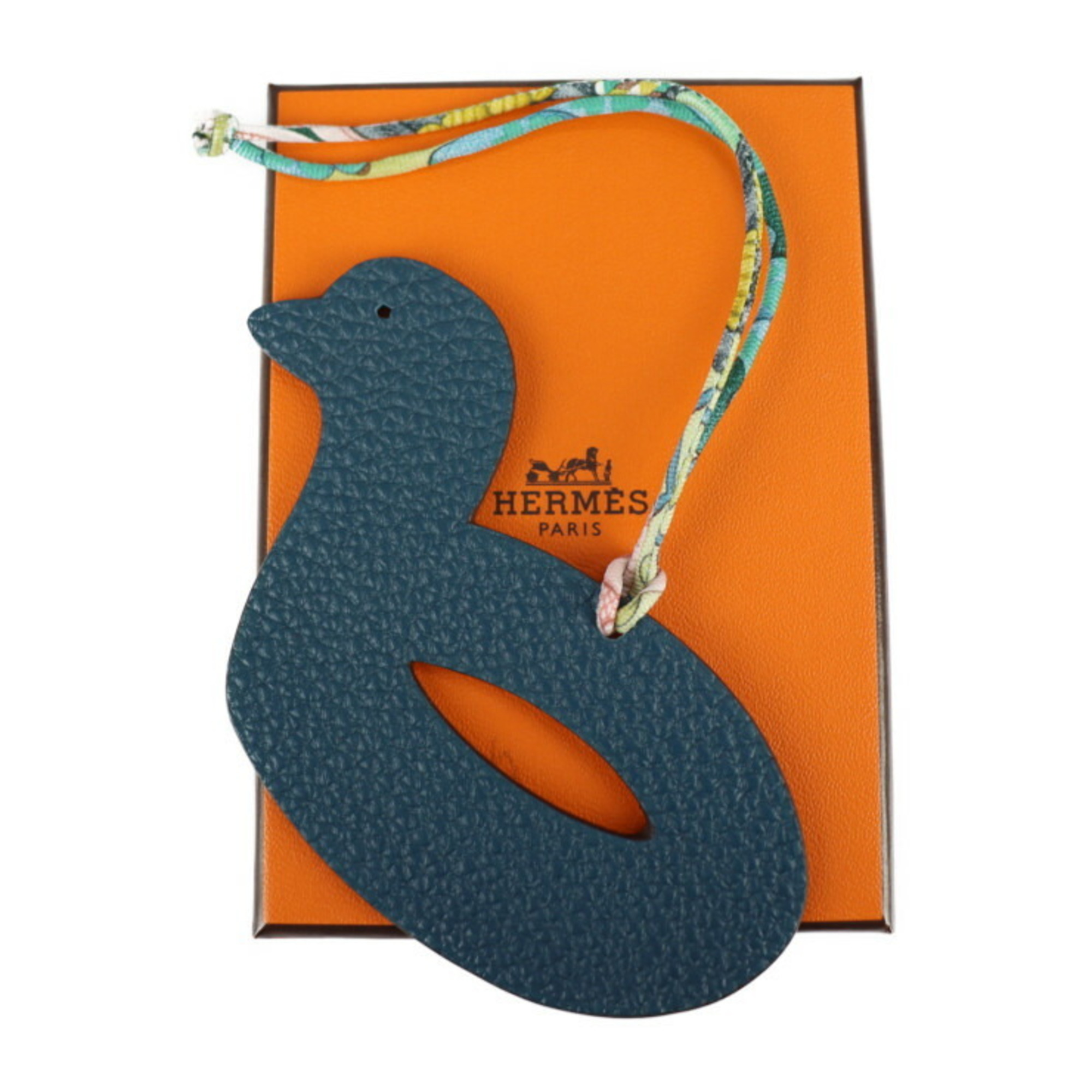 HERMES Hermes Petit Ashe h Keychain Taurillon Clemence Vaux Epson Navy Red Bird Duck Bag Charm