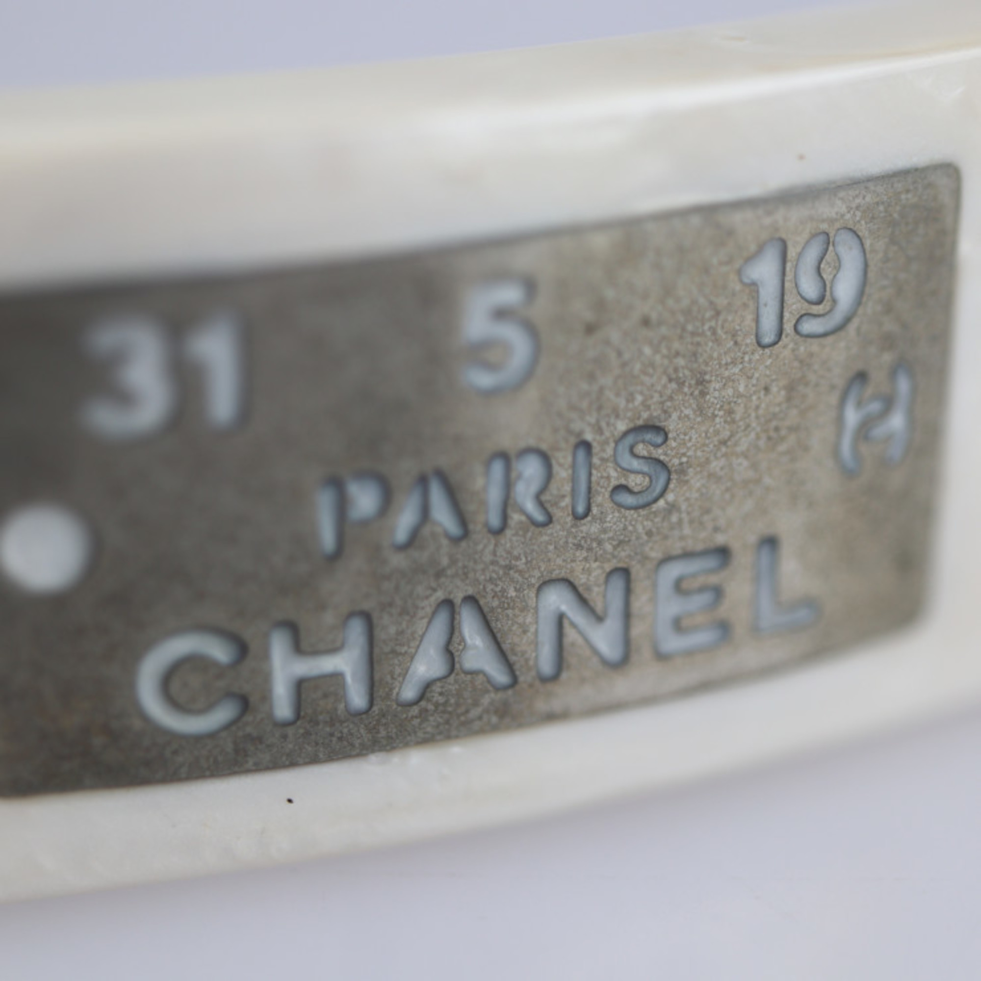 CHANEL Chanel barrette plastic metal white series silver 99A logo hair accessory clip ornament