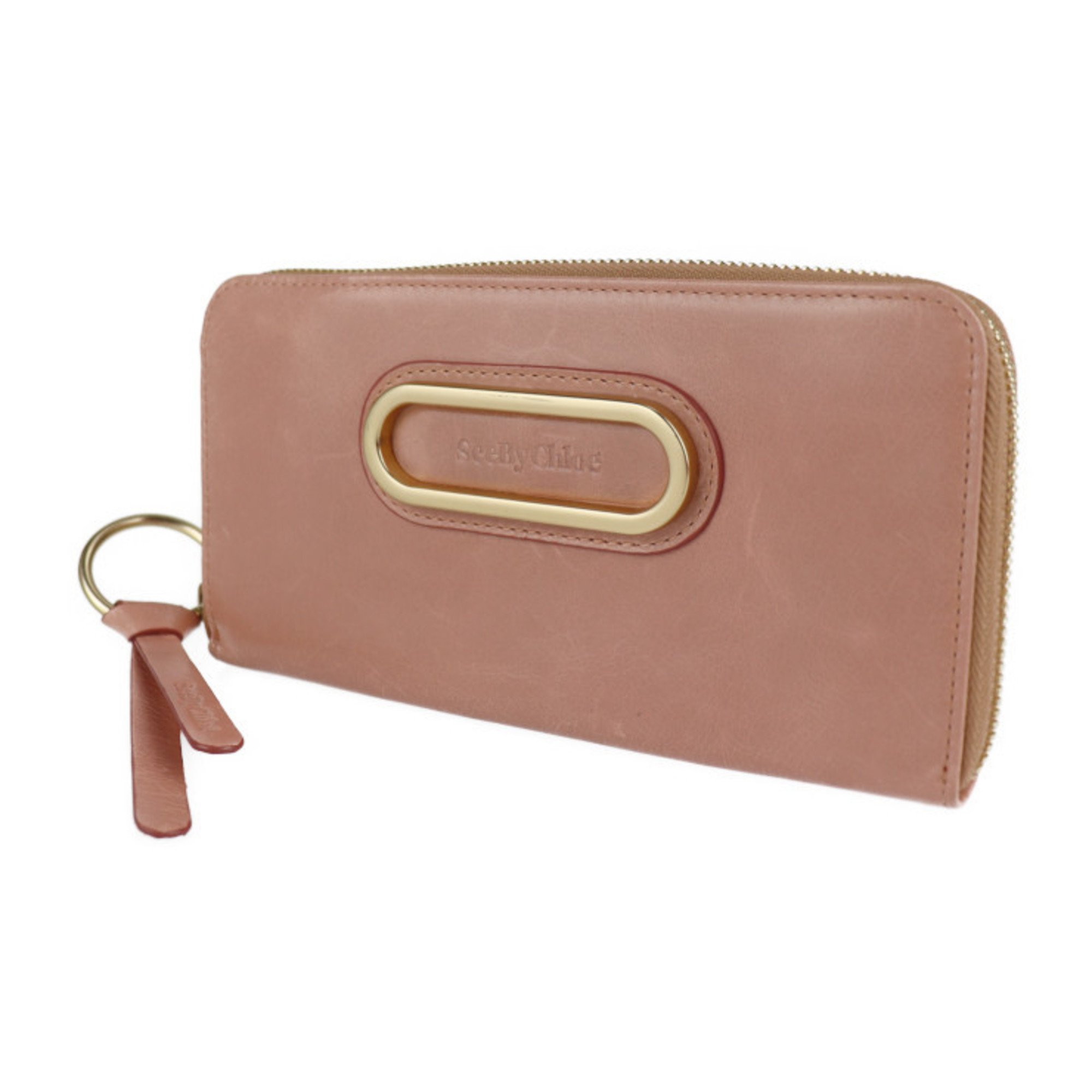 See by Chloé SEE BY CHLOE PAIGE page long wallet 9P7677-P264 leather MISTY PINK gold hardware round fastener