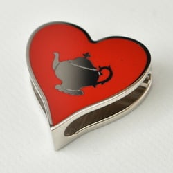 Hermes Scarf Muffler Ring Holder HERMES Twilly Tea Time Heart Shaped Valentine Red Silver