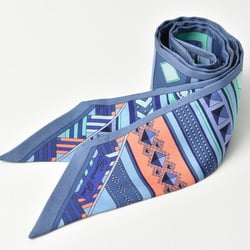 Hermes Twilly Scarf Muffler HERMES Silk Twill Medor Motif Blue Multi