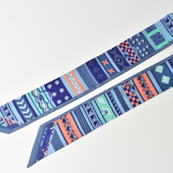 Hermes Twilly Scarf Muffler HERMES Silk Twill Medor Motif Blue Multi