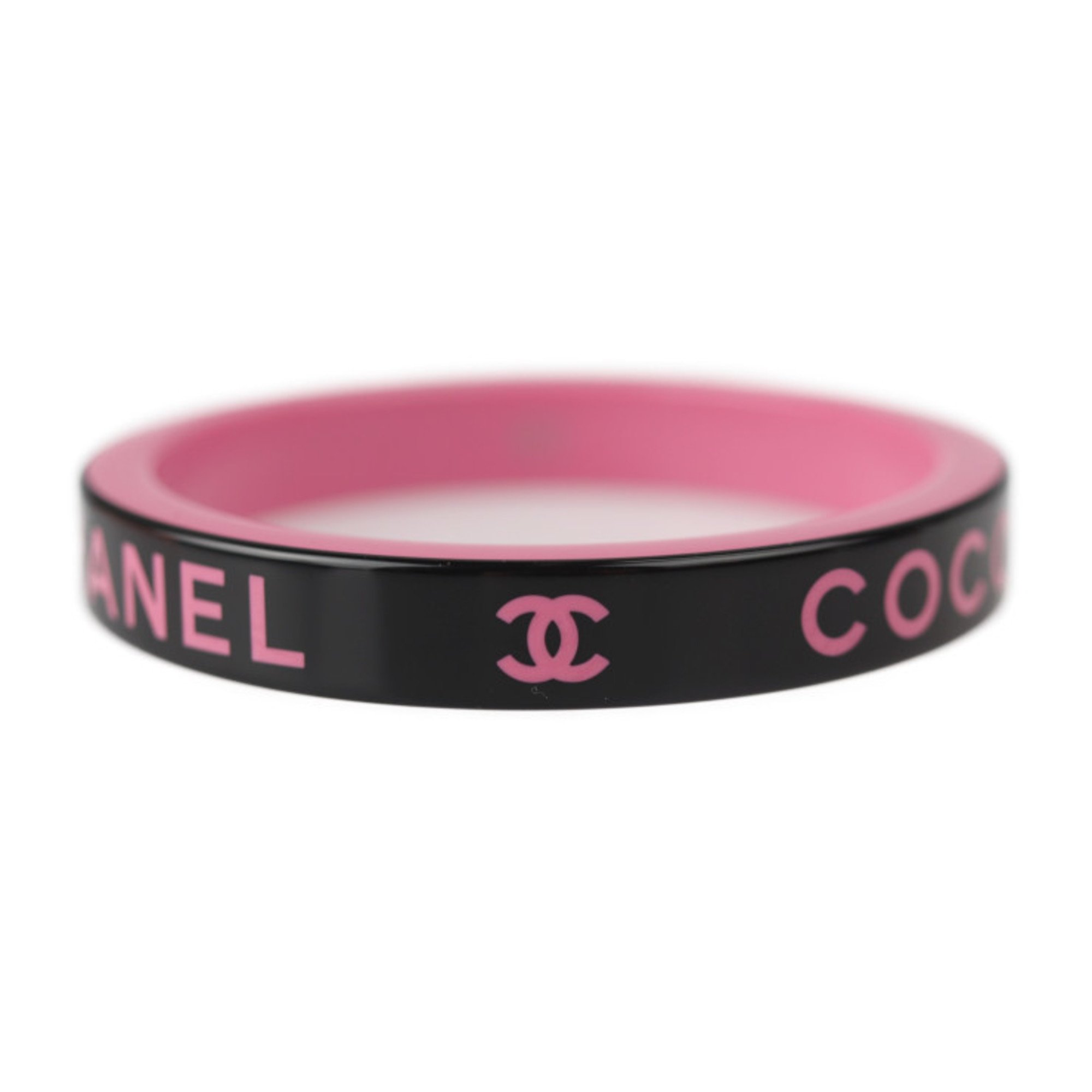 CHANEL Chanel bangle AB8421 resin black pink logo CC mark B22S