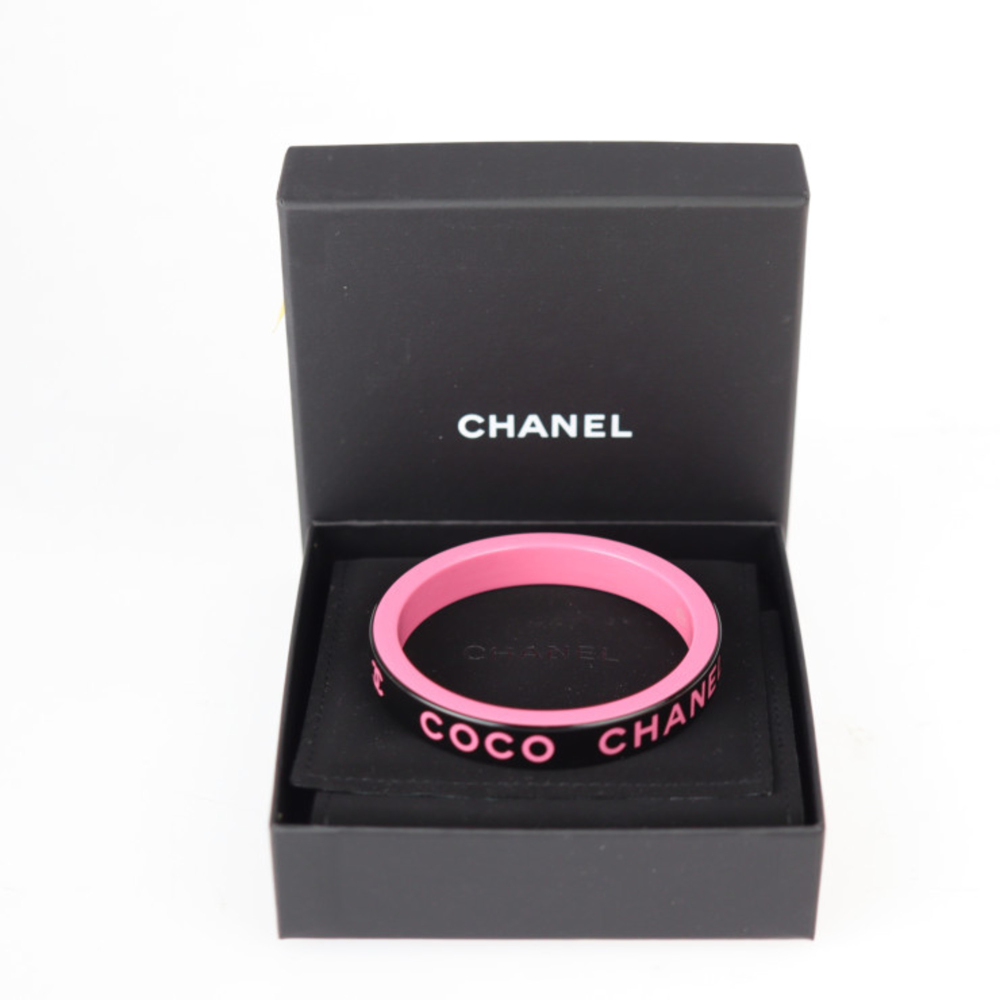 CHANEL Chanel bangle AB8421 resin black pink logo CC mark B22S