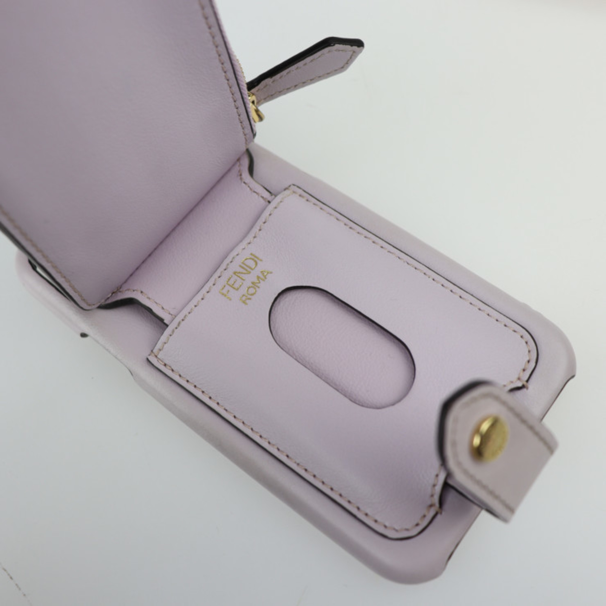 FENDI Fendi iPhone 11 Pro Case Other Accessories 7AR890 Leather Light Purple Gold Hardware Zucca Pattern Smartphone Cover Coin Purse Card
