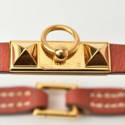 Hermes Bangle Bracelet HERMES Micro Rival Pink Brown Gold S Size