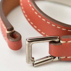 Hermes Bangle Bracelet HERMES Rival Double Tour Pink Brown Silver XS Size