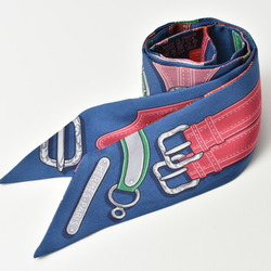 Hermes Twilly Scarf Muffler HERMES Silk Twill Belt Motif Blue Multi