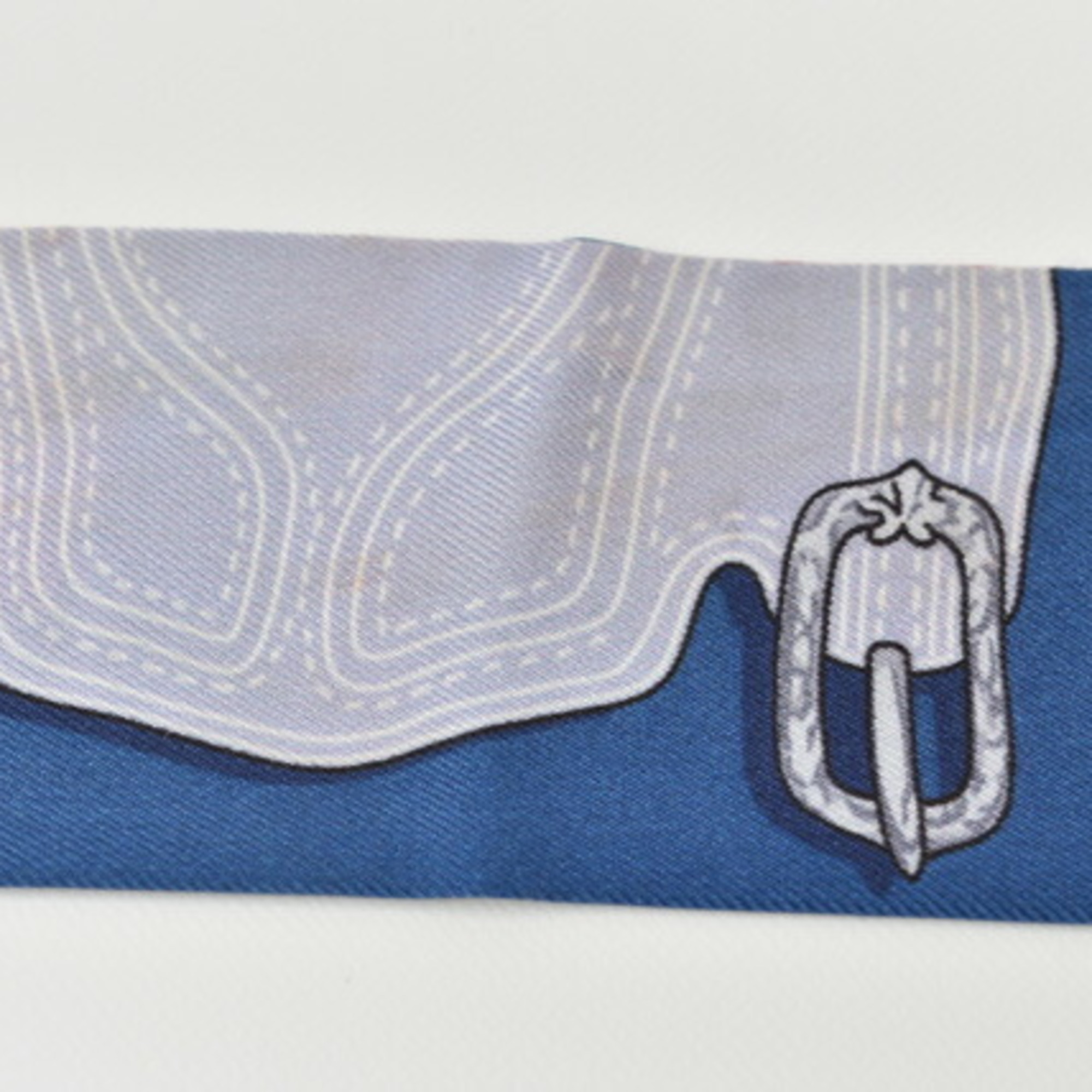 Hermes Twilly Scarf Muffler HERMES Silk Twill Belt Motif Blue Multi