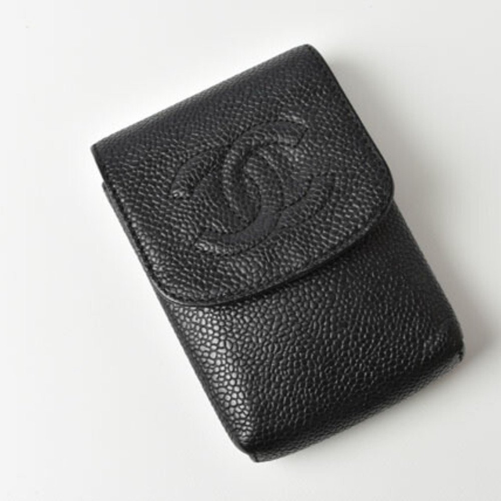 CHANEL cigarette case mini pouch caviar skin black