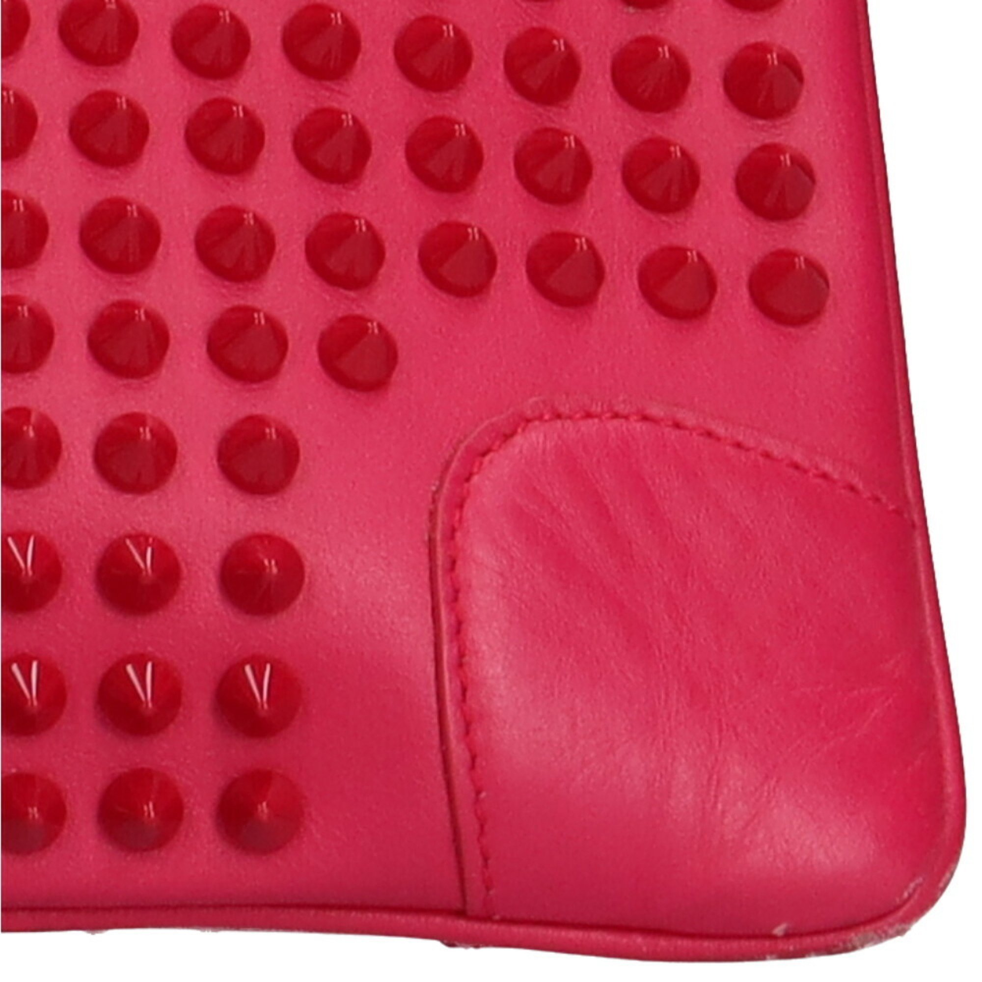 Christian Louboutin Studded Shoulder Bag Calf Pink Ladies