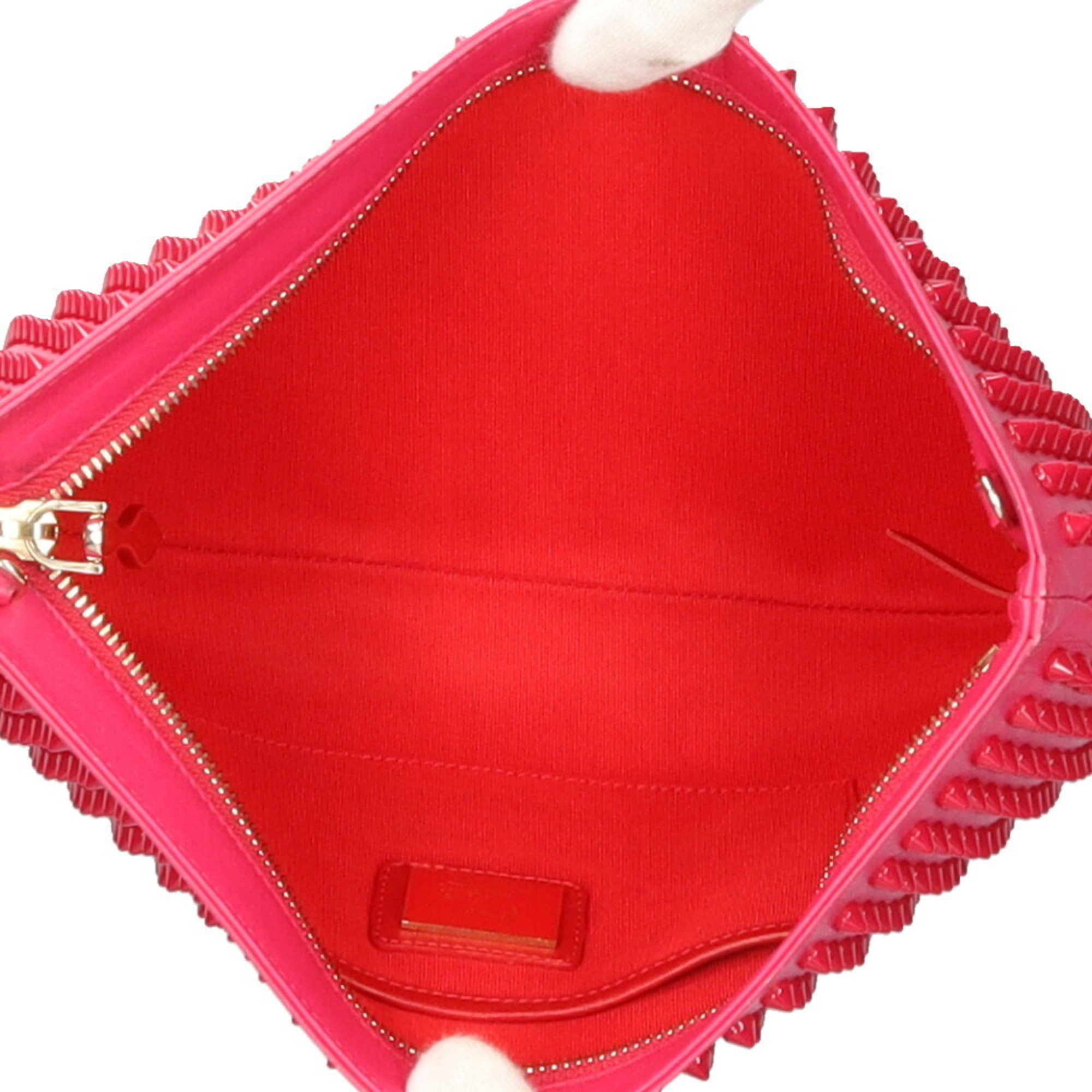 Christian Louboutin Studded Shoulder Bag Calf Pink Ladies