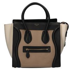 Celine Micro Shopper Luggage Handbag Leather Beige Ladies