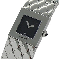 Chanel CHANEL Watch Ladies Matelasse Quartz Stainless Steel SS H0009 Square Silver Black Polished