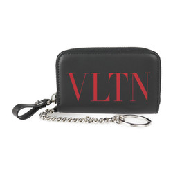 Valentino Garavani coin case TY2P0P24LVN leather black red silver metal fittings round zipper purse with key ring