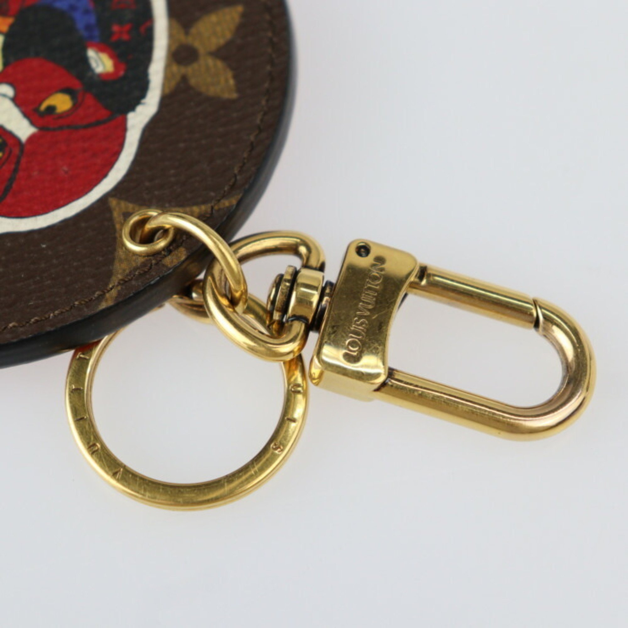 LOUIS VUITTON Louis Vuitton Portocre Illustre Keychain MP1949 Monogram Canvas Leather Brown Red Gold Hardware Kansai Yamamoto Kabuki Key Ring Bag Charm