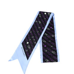 BVLGARI Bvlgari scarf 100% silk black light blue purple ribbon apple heart snake arrow FOREVER pattern