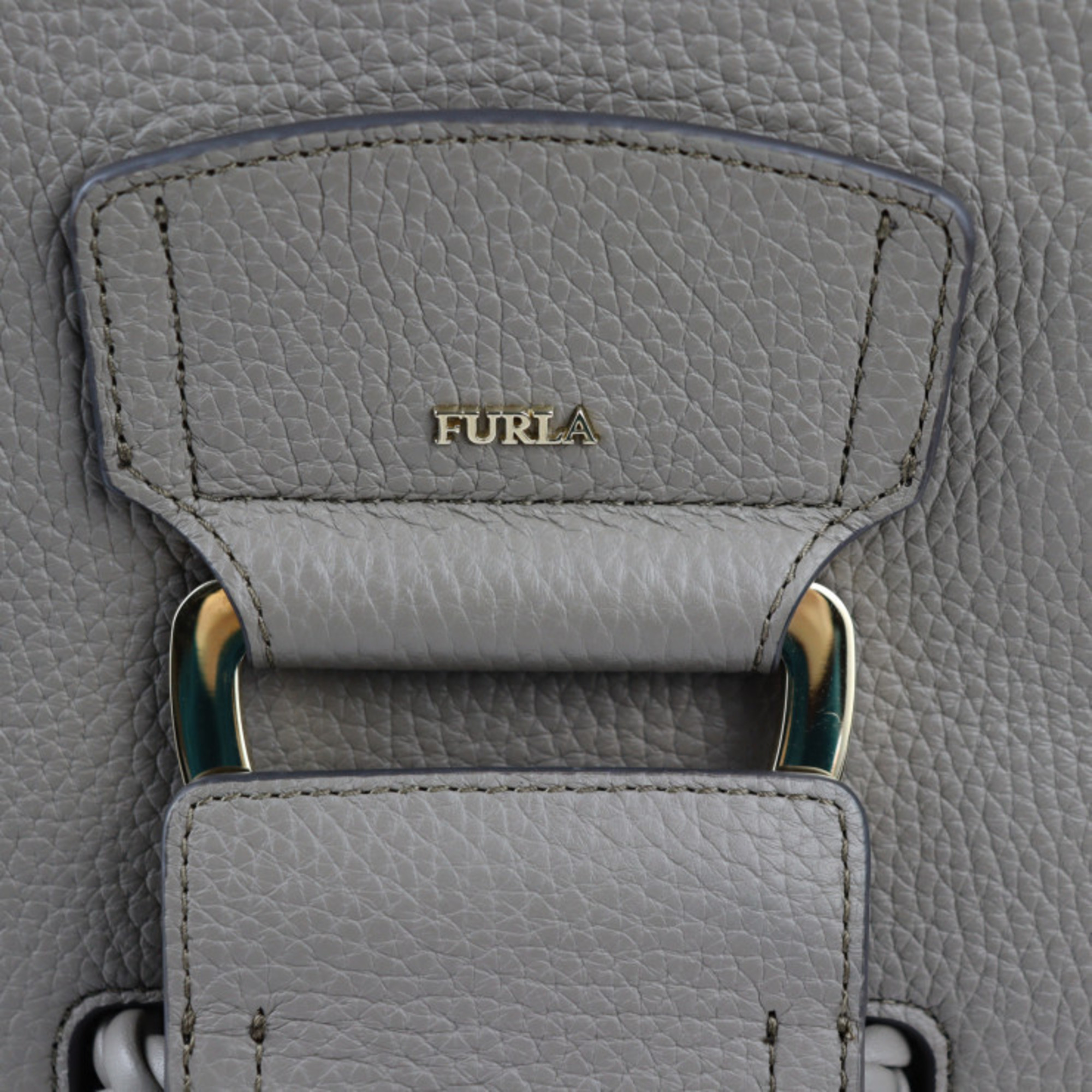 Furla Rialto S shoulder bag 942306 leather light gray gold metal fittings 2WAY handbag crossbody
