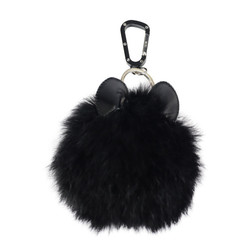 Christian Dior Dior key holder leather rabbit fur black ring charm dog