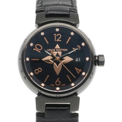 Louis Vuitton LOUIS VUITTON Tambour All Black Watch Stainless Steel QA047 Ladies
