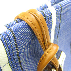 Longchamp Roseau Essential Rayé Large 10158HAC 487 Women's Leather,Canvas Tote Bag Blue,Brown,White