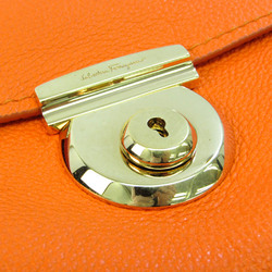 Salvatore Ferragamo Fiamma 21 E770 Women's Leather Handbag,Shoulder Bag Orange