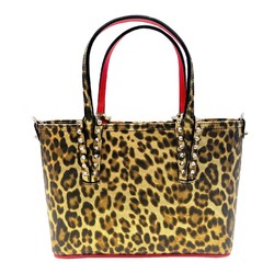 Christian Louboutin Kabata Mini Tote Bag Handbag 2WAY Shoulder Leopard PVC 1215019 Brown Men's Women's