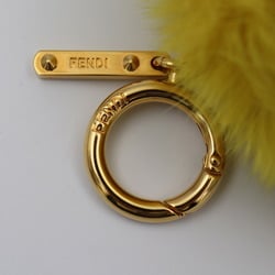 FENDI Fendi Other Accessories Fox Fur Yellow Gold Hardware Pompom Bag Charm Key Ring