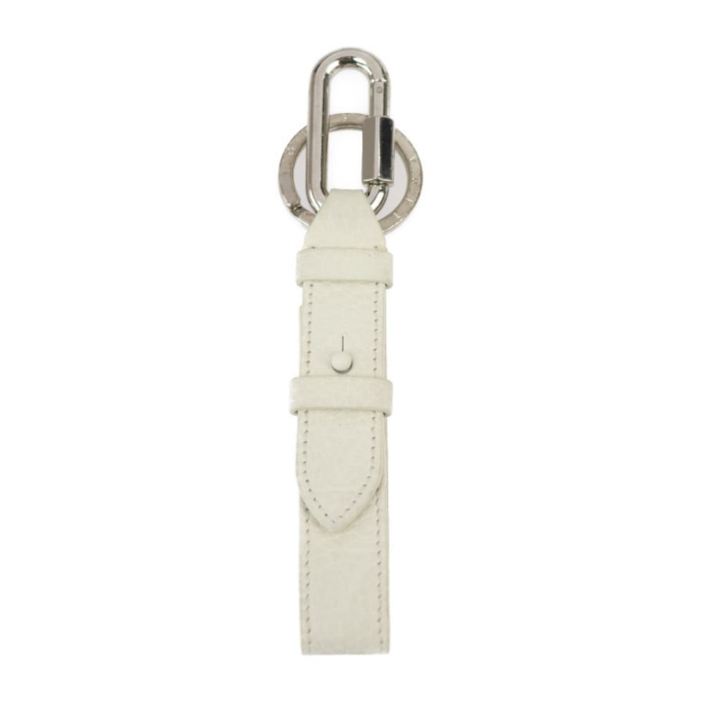 LOUIS VUITTON Louis Vuitton Porto Clé Dragonne Monogram Key Holder MP2363  Taurillon Leather White Series Silver Metal Fittings Ring Bag Charm