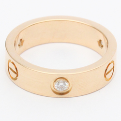 Polished CARTIER Love Ring Half Diamond 18K Pink Gold BF557173