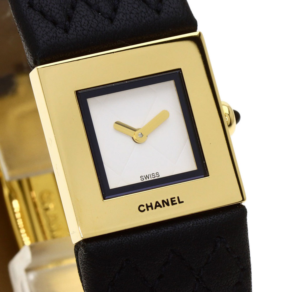 Chanel H0109 matelasse watch K18 yellow gold leather ladies CHANEL